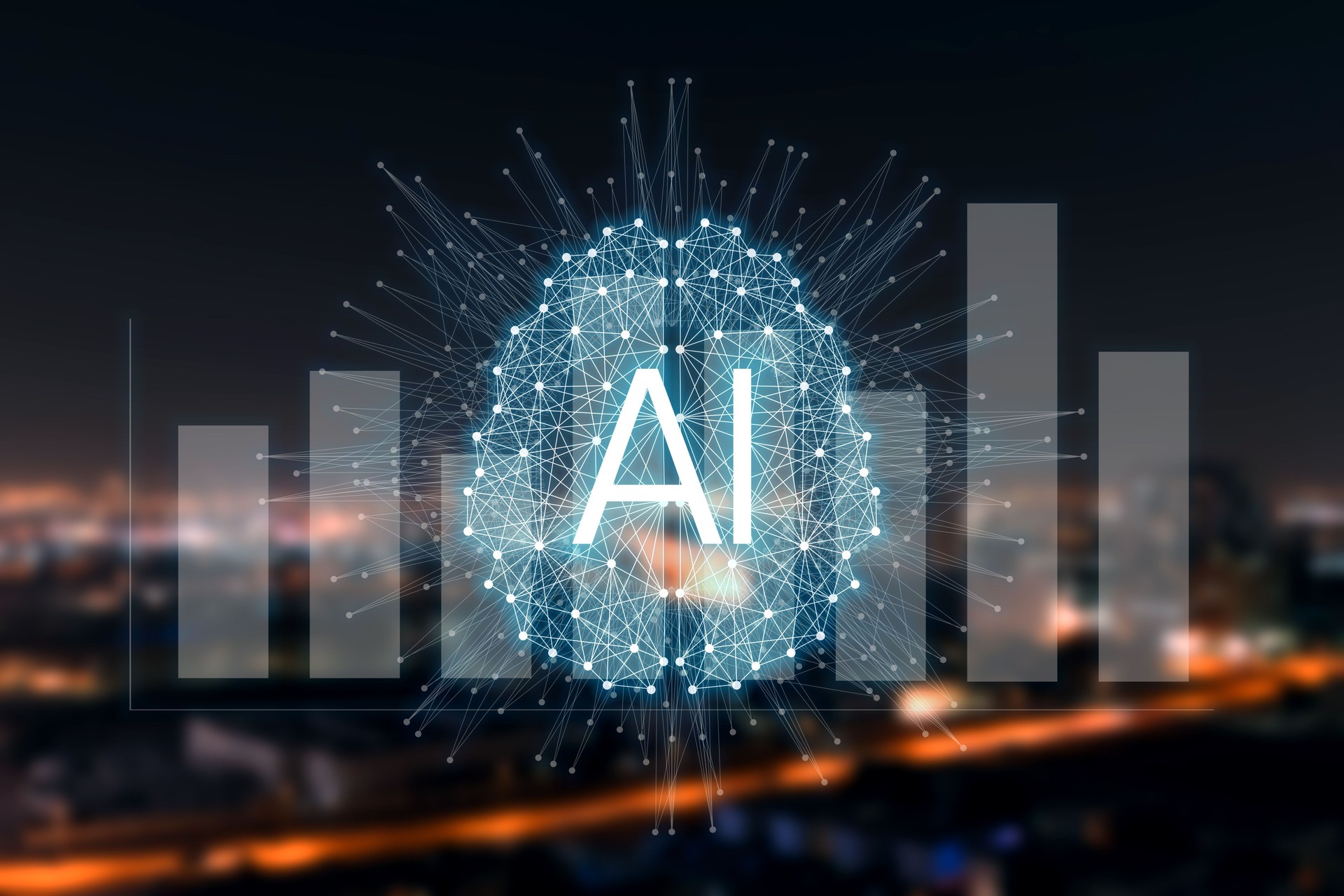 Concept augmented analytics. Business analytics and financial technology concept. AI(Artificial Intelligence) and smart analytics. Data science learning machine. Neural network