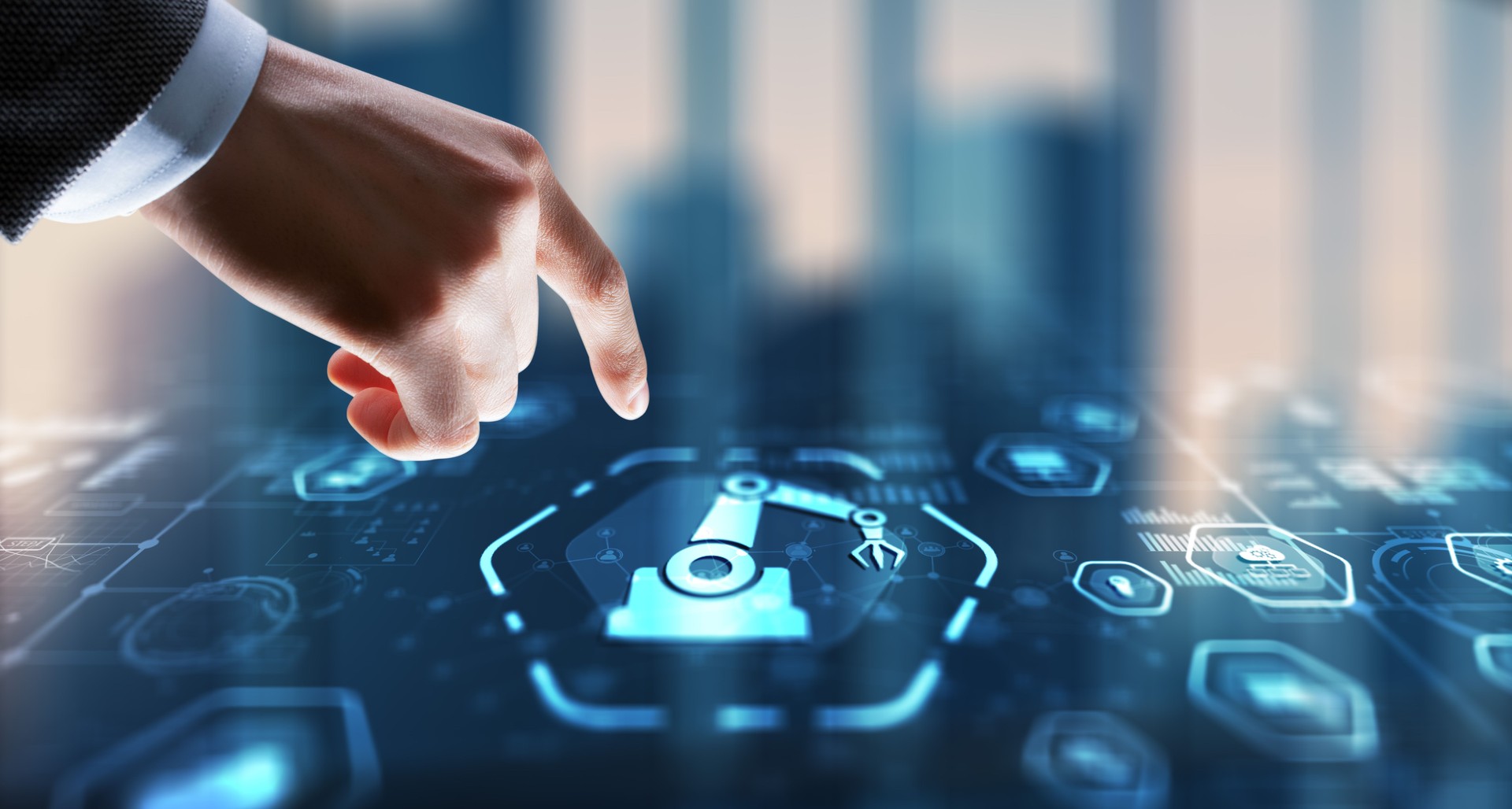 RPA Robotic Process Automation system. Artificial intelligence concept